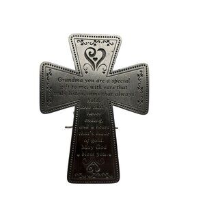 Grandma Gift Metal Cross By Camco With Heart Design & Blessing Quote 5" Décor